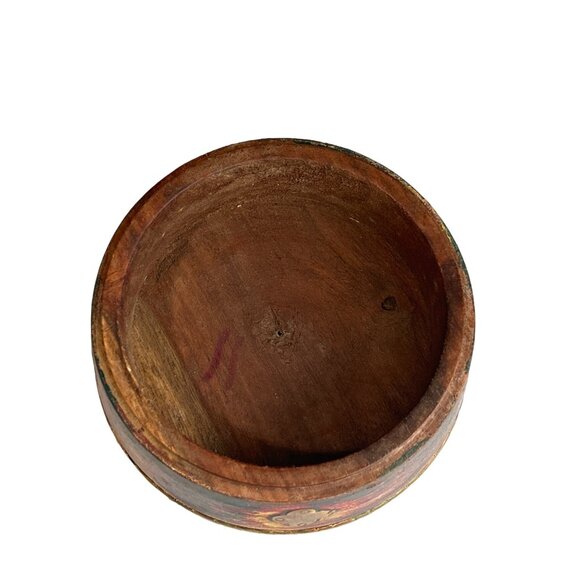 Vintage Handcrafted Wooden Trinket Box W/ Intricate Brass Inlay Lid - Picture 5 of 9